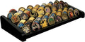 8 Rows Wooden Challenge Coin Display Holder for Countertop - 2 Tiers Military Coin Rack Stand Holds 60-70 Coins for Army Police Collectors, Black