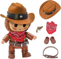 Western Cowboy Doll Clothes Set – 17cm Fashion Dolls Outfit with Hat, Scarf, Belt & Shoes for Display and Photoshoot