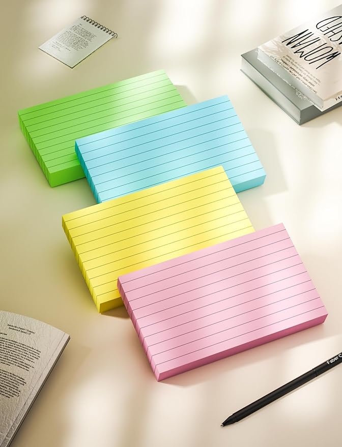 1200 Count Index Cards 3x5, Colored Index Cards, Note Cards 3x5 Flash Cards, 180GSM Heavy Notecards 3 x 5 Lined, 3 by 5 Pink Index Card Ruled Bulk Note Cards Flashcards for Studying Taking Notes