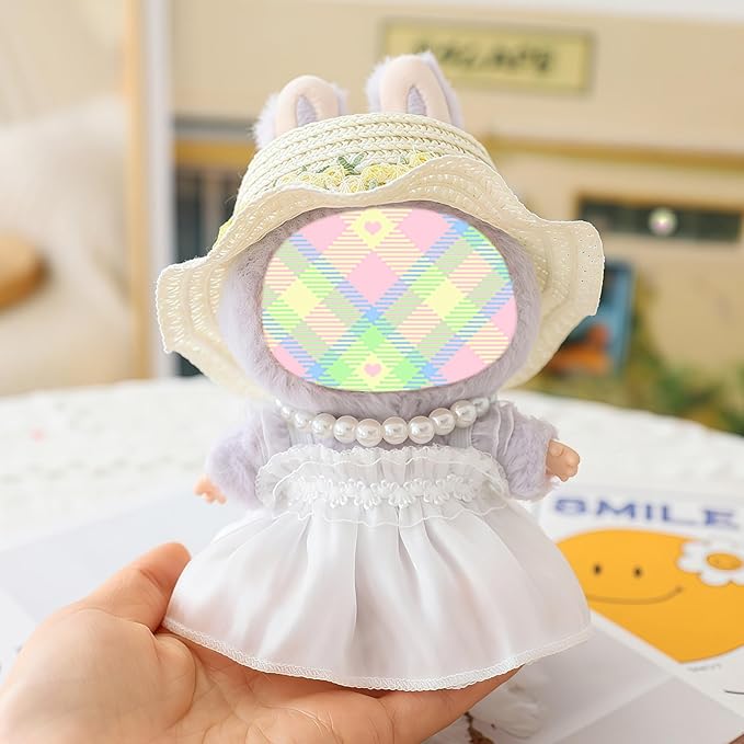 Clothes for Dolls Accessories, Outfit Set 3 Pieces Gauze Dress for 15cm 17cm Doll (No Doll), Romantic Hat Skirt Doll Clothing Set Replacement White