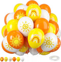 FEYG Sun Balloons, 12 inch Yellow Orange White Latex Balloons Boho Rainbow Sunrise Printed Latex Balloons Half Sun Sunshine Balloons for Sun Party Birthday Baby Shower Decoration Supplies