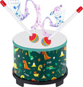 Boao Floor Tom Drum for Kids 8'' W x 6.5'' H Wooden Percussion Instrument Music Drum with 2 Rainbow Mallets Dinosaur Educational Toys for Baby Children Toddler Boy Girl Birthday Gift