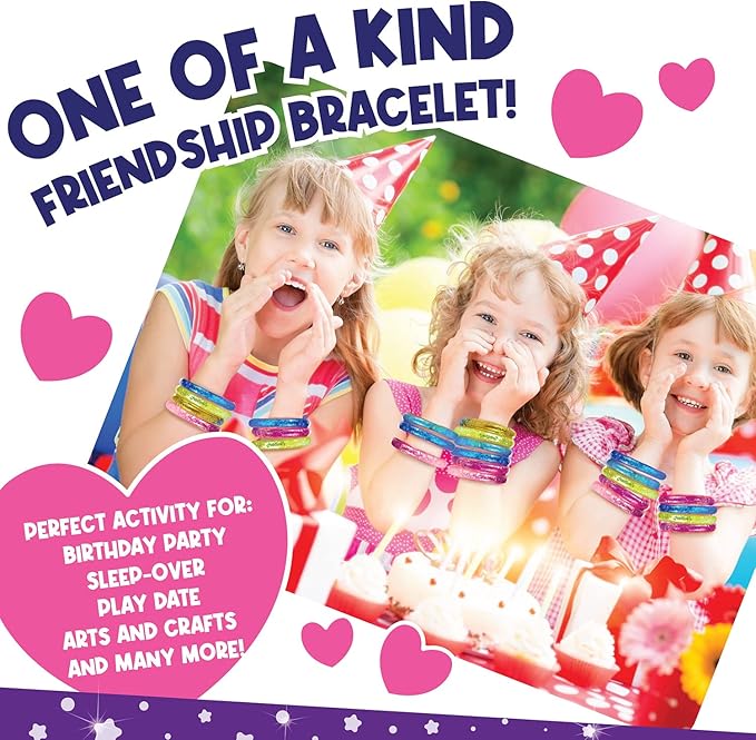 PURPLE LADYBUG Make Your Own Bracelet Making Kit for Girls - Creative Glitter Bracelet Craft Kit, DIY Jewelry-Making Set with Gemstones, Glitter & Tubes, Fun Craft Activity for Kids