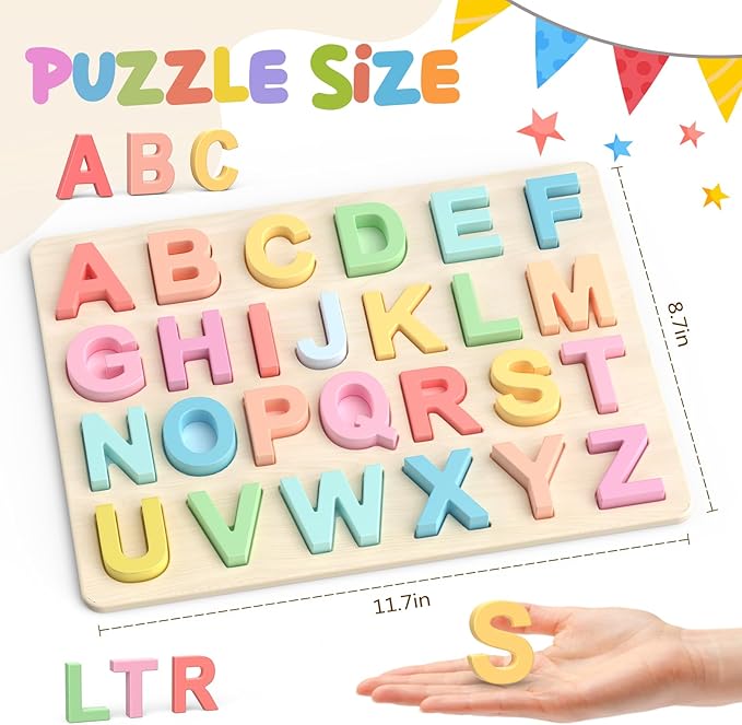 Alphabet Puzzles, ABC Shape Puzzles for Kids, Educational Toys for Toddlers, Preschool Learning Activities, Gift for Girls Boys