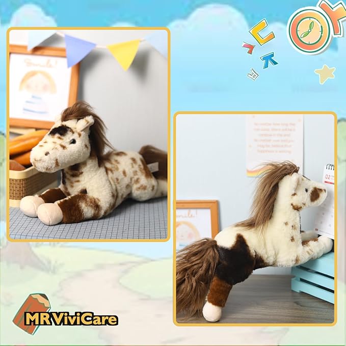 15" Spotted Horse Stuffed Animals for Boys and Girls,Soft and Adorable Stuffed Horse Plush Toys for Newborn Babies and Kids,Great Gifts on Birthday,Christmas,Machine Washable