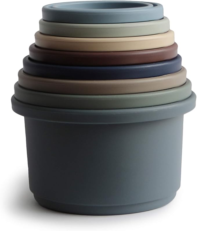 mushie Stacking Cups Toy 8 pcs | Made in Denmark (Forest)