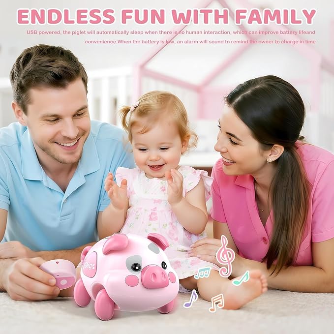 OCHIDO Baby Toy 6-12 Months, Musical Piggy Crawling Infant Toys with Light, 6 Month Old Toys for Tummy Time Development, Christmas Birthday Gifts for Boy Girl 7 8 9 10 11 Month 0-1 Year Old