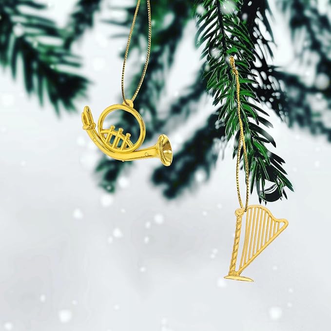 VICASKY 14pcs Mini Musical Instruments Charms Set Christmas Tree Ornaments with Tiny Guitar Trumpet Saxophone Elements Pendants for Dollhouse Accessories Holiday Decorations