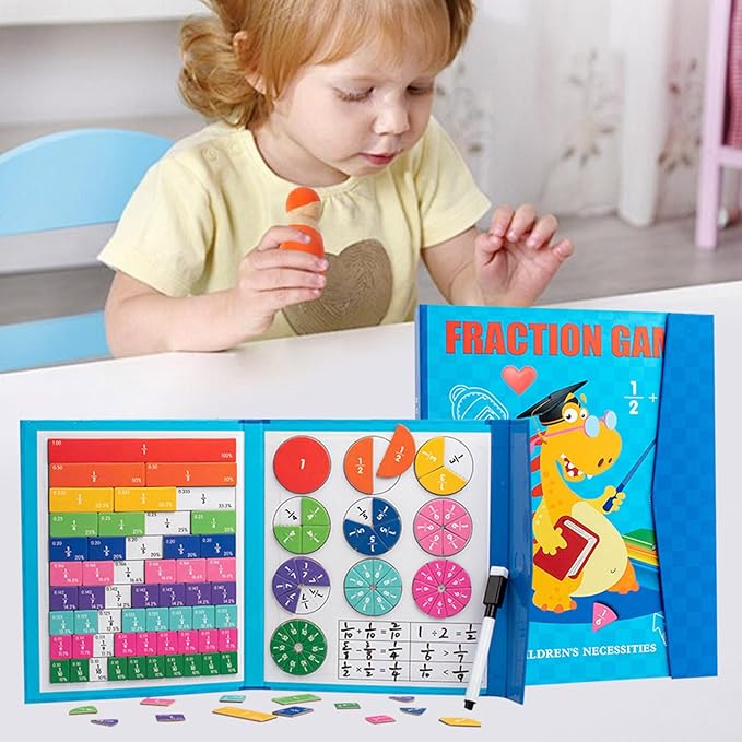 Magnetic Fraction Demonstration Book, Magnetic Fraction Tiles, Fractions Manipulatives, Score Disk Demonstrator Math Puzzle Learning Building Block Set (1PC)