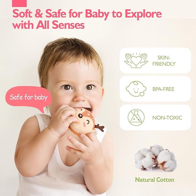 hahaland Baby Toys 6-12 Months - Montessori Toys for 6 Month Old Girl, My First Mushroom House with Stuffed Jungle Animals, Rattle, Crinkle Paper, Mirror, Sensory Toddler Toy for 1 Year Old Girl Gifts