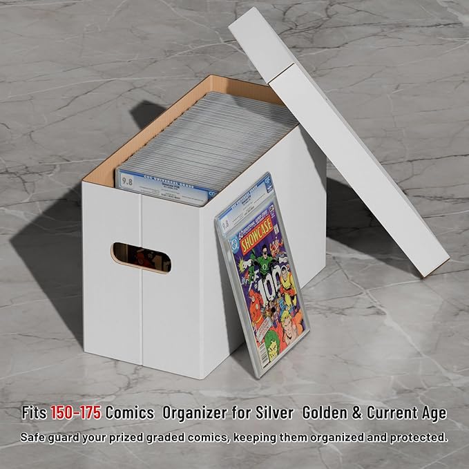 NUMINA Comic Book Boxes – 3 Pack Short Boxes | Fits 150–175 Comics | Comic Book Storage Organizer for Silver & Current Age | Durable Stackable Cardboard Box