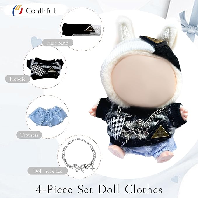 Doll Clothes,17cm/15cm Dolls Outfit Set,Accessories for Doll,Stylish Clothes Set Dress Up (No Doll)(Black)