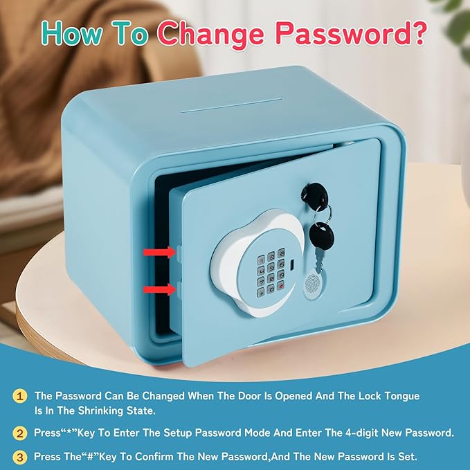 Piggy Bank Electronic Mini ATM for Kids Baby Toy, Safe Coin Banks Money Saving Box Password Code Lock for Children,Boys Girls Best Gift (Blue)
