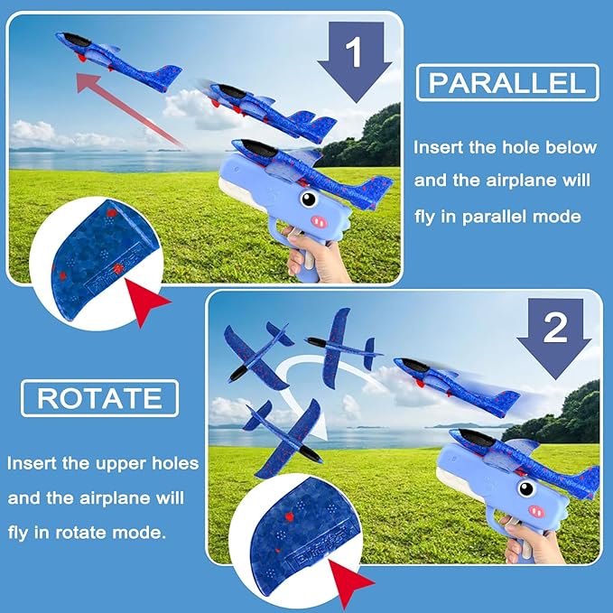 2 Pack Airplane Launchers Toy for Kids Toy Plane Outdoor Toys for Boys Flying Toys Birthday Gifts for Boys Girls 4 5 6 7 8 9 10 11 12 Year Old