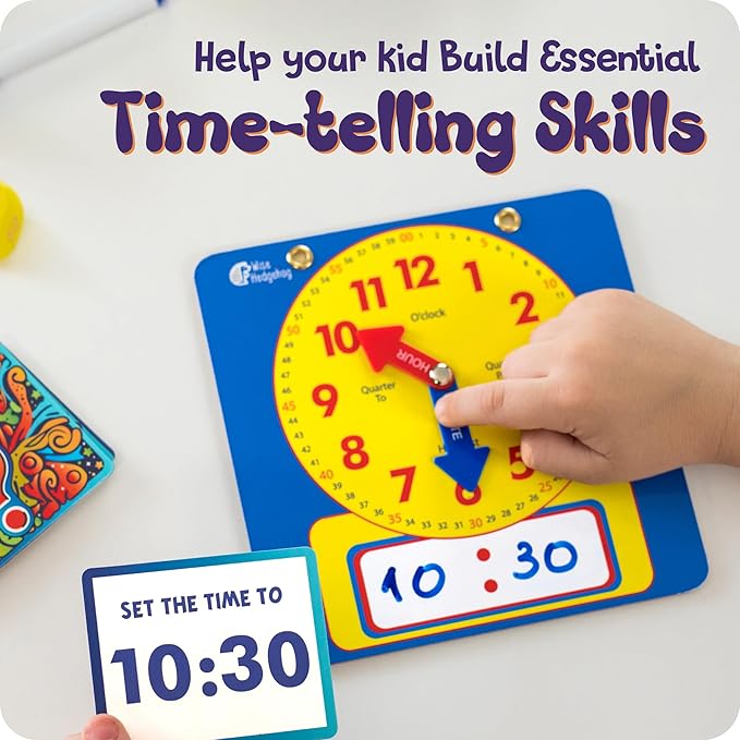 Kids Learning Time Activity Game Set, 53 Piece Set, Interactive Play, 4 Fun Time Based Games, Teaching Clock Kids Learn Time Fast, 3 Levels of Difficulty