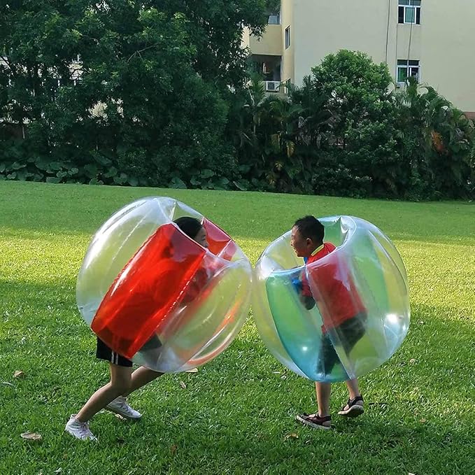 SUNSHINEMALL 2 Pack Sumo Balls for Kids Bumper Balls (3ft/0.90m) Inflatable Bubble House Summer Outdoor Toys for Adults Yard Human Hamster Ball Active Play(Red+Blue 36")