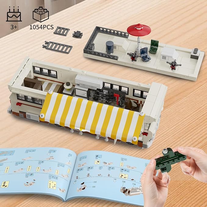 Camper RV Building Block 1054 pcs, Halloween Haunted Dale’s RV Vehicles Construction Building Bricks Set Compatible with Lego for Boys, Walking Breaking RV Birthday Gift, Camper Van for Adults Kids