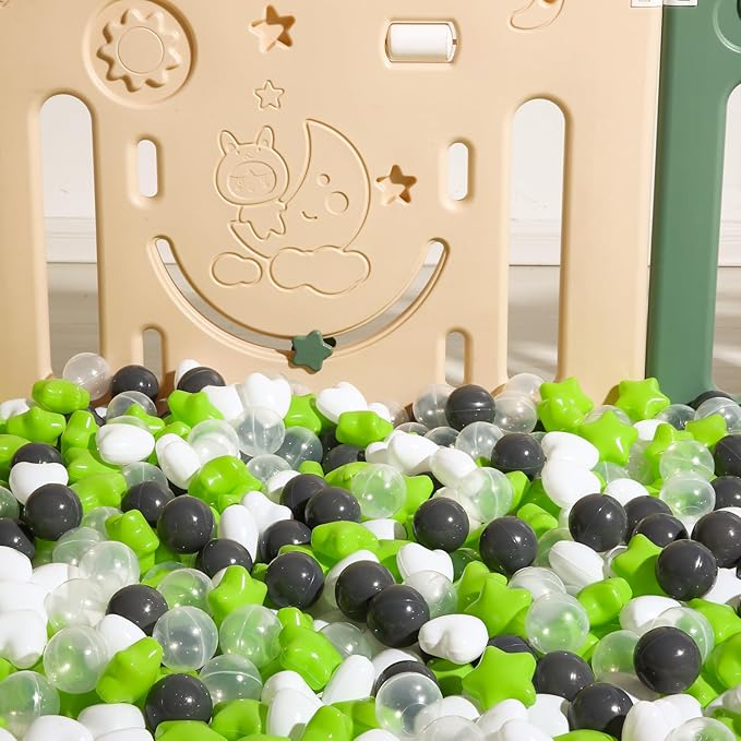 Ball Pit Balls Pack of 100 200 500 - Star and Round Set BPA Free Phthalate Free Non-Toxic Crush Proof Play Balls Soft Plastic Balls for Toddlers Baby Kids Birthday Pool Tent Party