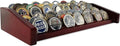 8 Rows Military Challenge Coin Display Stand - Holds 60-70 Coins, Solid Wood Army Police Coin Rack Display Holder for Desktop, Mahogany