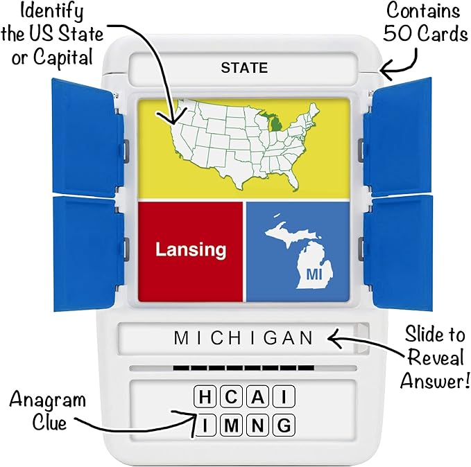 100 PICS US States & Capitals Flash Cards | All 50 States and Capitals to Learn | Fun and Functional Case | Ultimate Flashcards for United States Geography | Card Games for Kids and Adults | Ages 6+