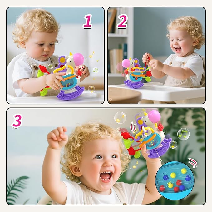 4 in 1 Baby Toys for 6 to 12 Months, Infant Sensory & Stacking for 1+ Year Old, Busy Cube Toys for Babies 12 -18 Months, Piano Xylophone Musical Travel Toys, Christmas Birthday Gifts for 1 - 2 - 3