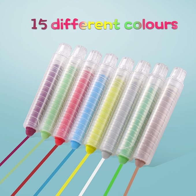 MOMJOY Dustless Kids Chalk Set,Washable Chalks for Toddlers, Non-Toxic Colored Chalk Sticks, Blackboard & Sidewalk Fun for Indoor Outdoor Toys&School Use（15PCS）