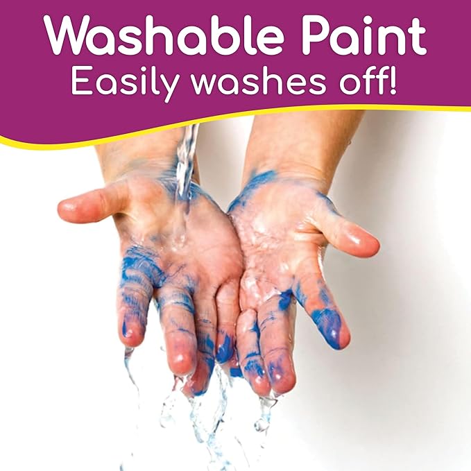 Washable Paint for Kids, Kids Painting Set 6 Colors with Paintbrushes, Non Toxic Bulk Finger Paints 16 oz Each, Kid Paint Classroom Set for Toddlers – Paints for Kid Art, Craft Gifting bundle