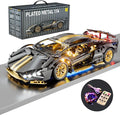 Sport Car Building Block Sets for Adults,1:14 Technical Race Car with LED Collectible Model Scale Engineering Toys Gifts for Boys Men Teens Black Supercar Fans 8+ 8-12 12-16 13 14 14+