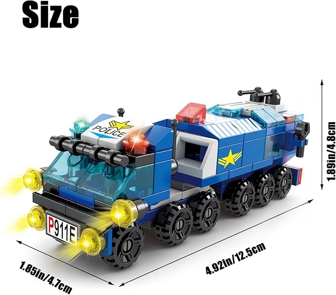 Police Car Toy Building Set for Kids Ages 5-12 | 147-Piece Construction Toy with Moving Wheels Car Chase Adventure Playset