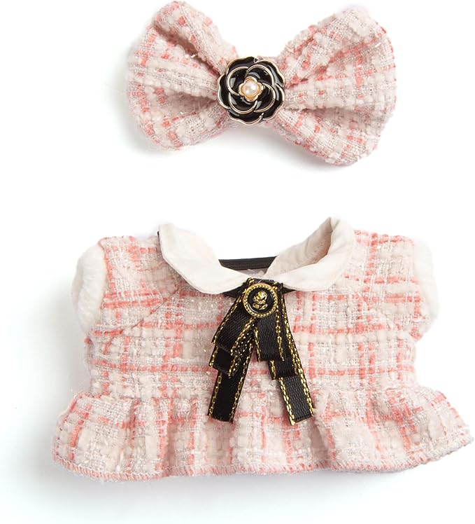 Premium Doll Clothes for Labubu - Luxury Chic Style Set for 17cm Dolls, Doll Outfit for Display, Collectors, Gift - Cute Miniature Fashion Accessories - Pink Camellia (No Dolls)