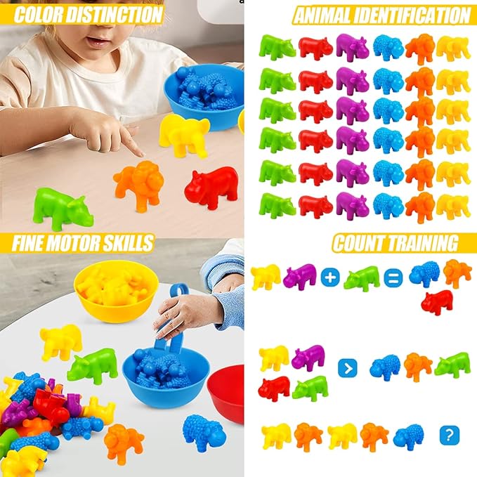 Skrtuan Counting Animal Montessori Toys for Kids 3-8 Years Old - Preschool Learning Activities with Sensory Math Games, Toddler Educational Gift for Boys & Girls Ages 3-5 Birthday