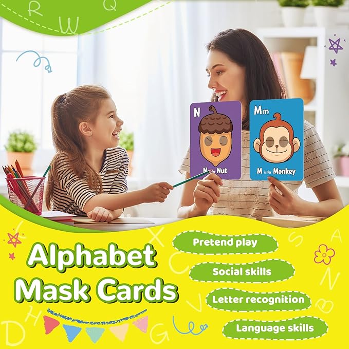 Alphabet Flash Cards,Giant ABC Animal Flash Cards for Toddler 3-5,26 Lowercase and Uppercase Letter Cards,Educational Learning Games for Kids,Preschool Kindergarten Toys