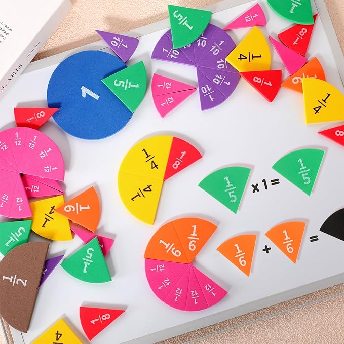 12 Sets Fraction Set for Math Classroom Fractions Manipulatives Math Manipulatives for Home School Supplies (Circles)