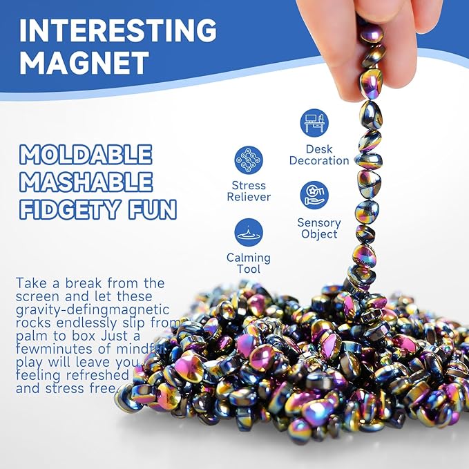 550pcs Ferrite Putty Fidget Toys for Adults Teens - Stress Relief Desk Gadgets with Magnetic Beads, Professional Sensory Toys for Office Anxiety & Focus, Stocking Stuffers for Men Women