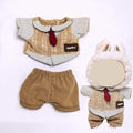17cm/15cm Doll Clothes,2 Piece British Style Set: Knitted Sweater and Beige Shorts, Preppy Retro Doll Fashion Accessories