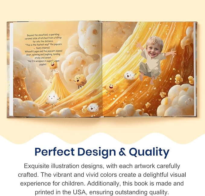 ELFINK Personalized Children Story Books - Popcorn Kingdom Adventures - Customized Name & Photo - Baby Gifts - Children Bedtime Story (Soft Cover)