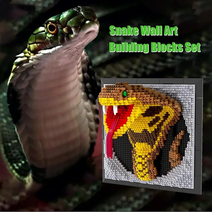 BDYDT Wall Art Snake Building Blocks Set; A Wall Decor Set for Adults Who Love Creative Hobbies(2376 Pieces) Toys Gifts for Kid and Adult