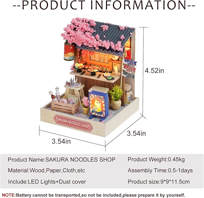 CUTEROOM DIY Doll House Miniature Furniture Wooden House Kit with Dust Cover & LED Light and Accessories - New Three Styles QT Series Dollhouse (QT041)