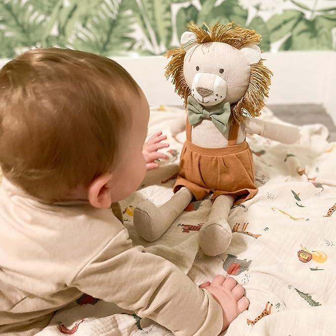 MON AMI Leopold The Lion Stuffed Animal 15”, Soft, Cuddly Lion Plush, for Nursery Room Décor, Wild Animals for Kids of All Ages