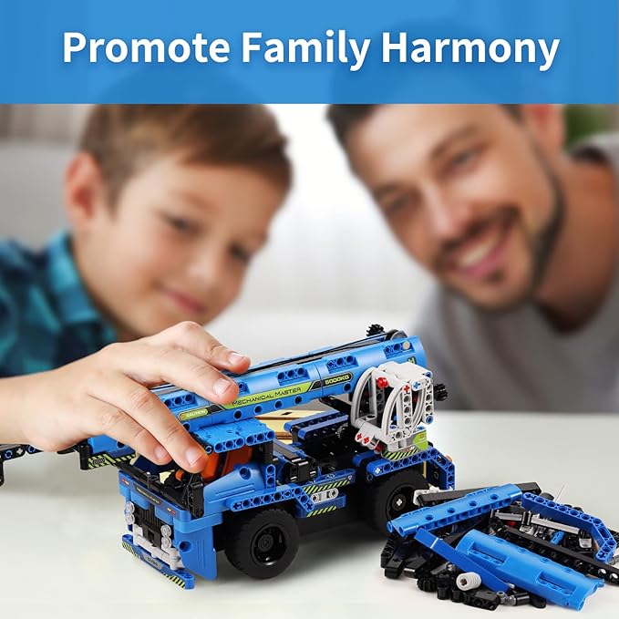 Remote Control Building Toys, 2-in-1 Technic Vehicle Building Kits for Boys Age 8-12, Construction Erector Set Crane Truck Build Model for Boys Girls