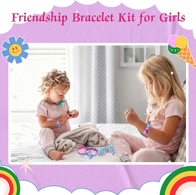 Art & Craft Kits for Kids, DIY Friendship Bracelet Making Kit for Girls, 5-12 Year Old Girl Birthday Gifts, Kids Jewelry Making Kit with Charms, Girls Toys Age 5 6 7 8 9 10 11 12 Years Old(Regular)