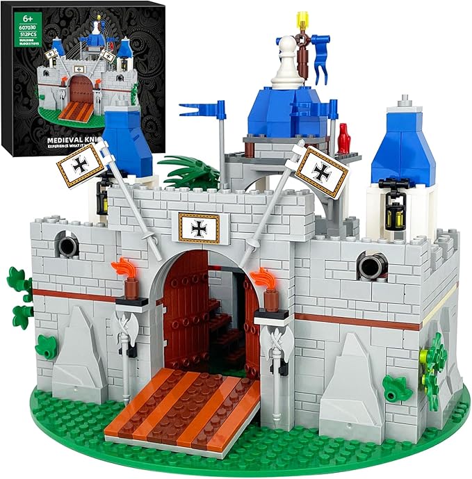 Medieval Knight Castle Building Blocks Set – Comes with 12 Knights Figures , Compatible with Lego Medieval Town Square House Toys , for Adults & Children Ages 6+