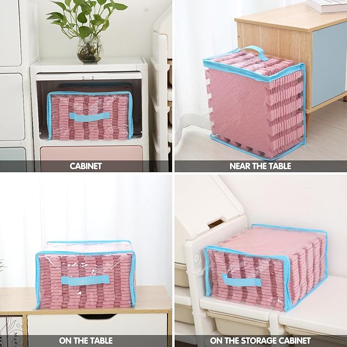 Coolcandy Solid Colored Foam Play Mat, 12"*12" Each Mat丨Non-Toxic Soft Baby Play Mat, 0.4" Thickened Square Interlocking Floor Mats - Toddler Playmat for Playing, Exercise(Pink/16 Tiles)