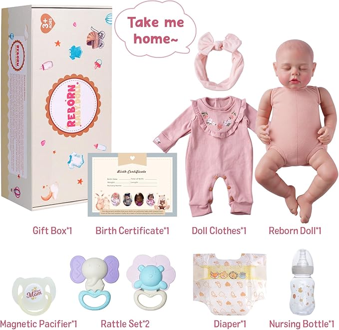 BABESIDE Lifelike Reborn Baby Dolls - 20 Inch Realistic Newborn Baby Doll Sleeping Real Life Baby Dolls Girls with Gift Box for Kids Age 3+