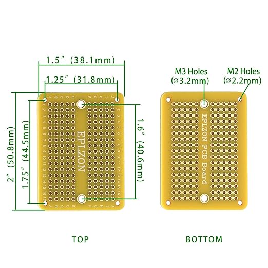 Solderable Breadboard Mini PCB Board Gold-Plated Solder Breadboard for DIY Electronics Projects Apply to Soldering Projects 2.0"x1.5" Mixed Color(Pack of 10 Pcs,Yellow)