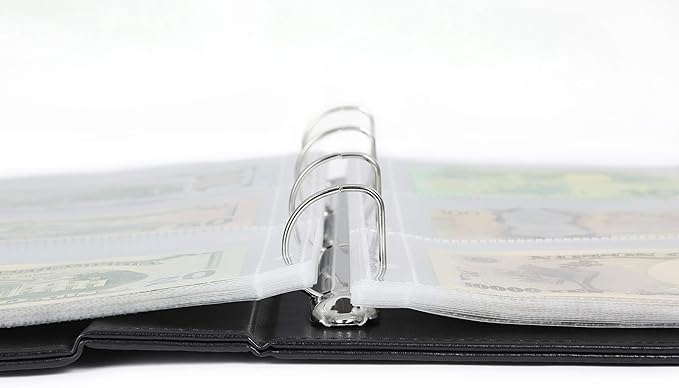 MUDOR Premium PU Banknote World Currency Collection Album, 90 Pockets Dollar Bill Holders for Collectors, Classic Paper Money Collecting Storage Book Album Binder Supplies (Blue)