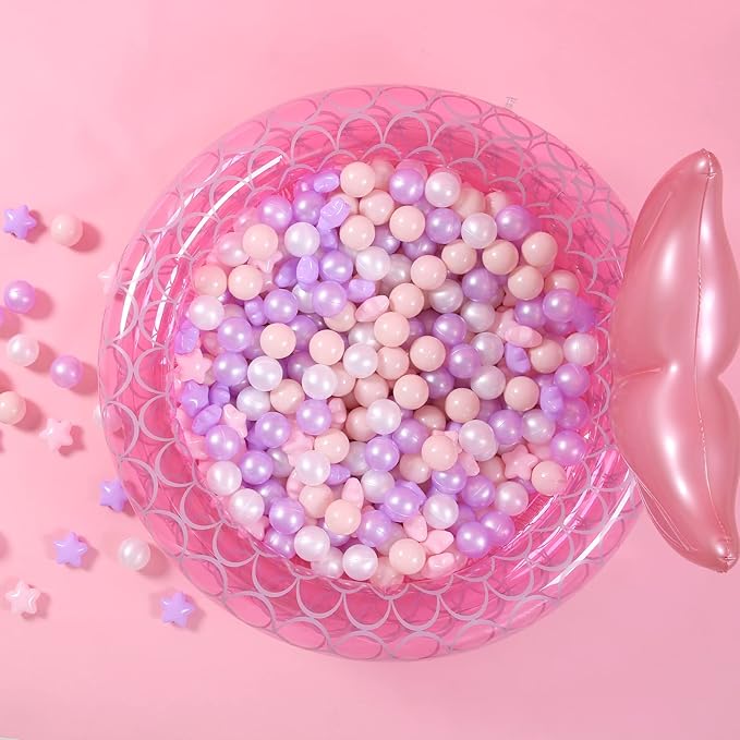 GOGOSO Balls for Ball Pit - Plastic Ball for Toddlers, Baby Kids Ball Pool Decoration 50 100 200 300 500 1000 (A Purple+Pink+White+Clear, 500 Balls)