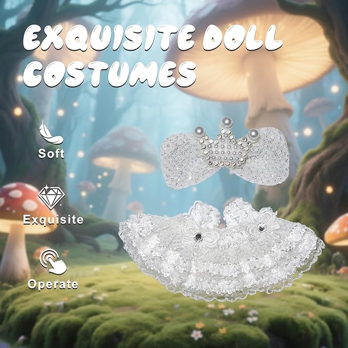 17cm Doll Clothes Wedding Dress Accessories Premium Fashion Outfit for 17cm Dolls (NO Doll)(Wedding Dress/Bow)