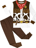 A&J DESIGN Pure Cotton Printed Pjs for 2-14 Years Kids, 2-Piece Long-Sleeved Pajamas Set