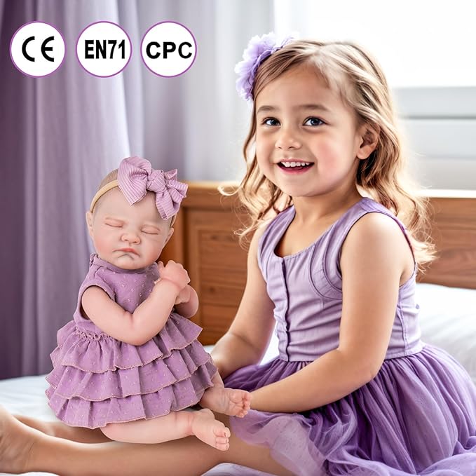 Aori Lifelike Reborn Baby Girl Dolls - Realistic 20-Inch Newborn Doll with Poseable Limbs and Feeding Kit, Weighted Real Life Reborn Baby Doll Gift Set for Seniors, Collectors and Kids 3+